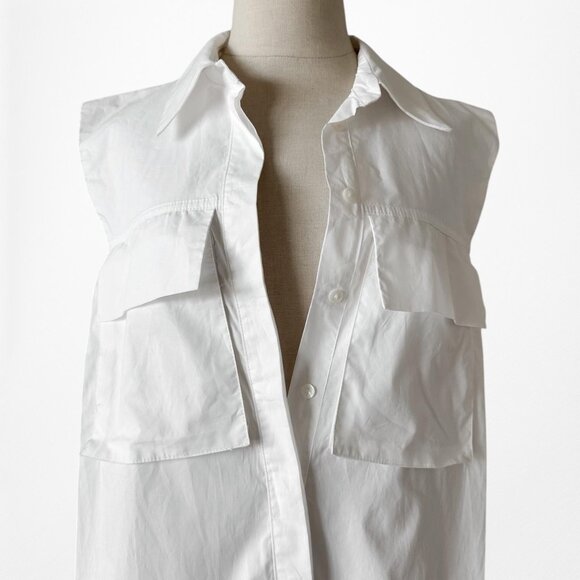 Zara Sleeveless Oversized Button Down Shirt Dress Tank Top Size XS/S - Picture 8 of 8